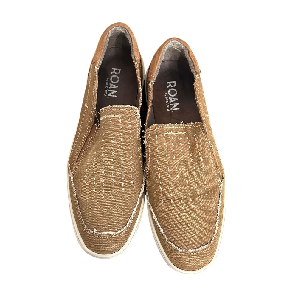 Roan by Bed‎ Stu Kayson Mens 11 Tan Brown Canvas Slip On Sneakers Loafers